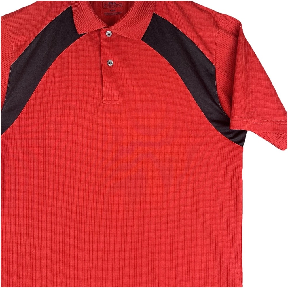 PGA Tour Shirt Mens Mediu Red Polo Golf Short Sleeve Lightweight Outdoors Casual